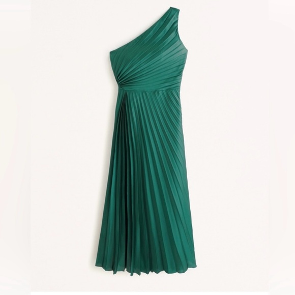 Abercrombie & Fitch Dresses & Skirts - Abercrombie Giselle Pleated One Shoulder Maxi Dress Green Jade S